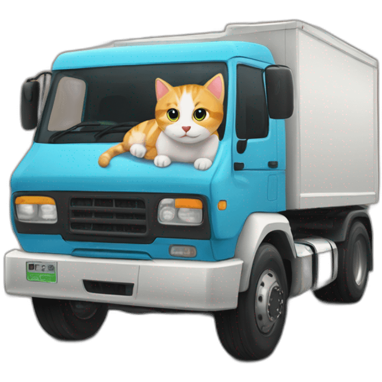 articulated lorry mixed with a very cute cat emoji