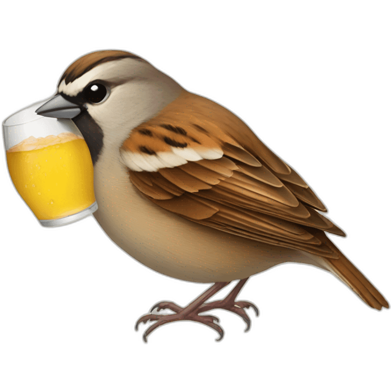 Sparrow drinking cidre emoji