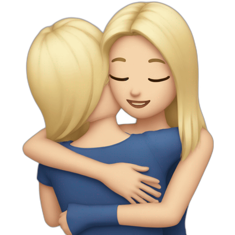 sisters hugging one brunette and one blonde emoji