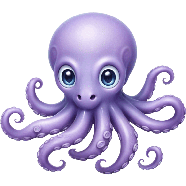 Cinematic Noble Baby Octopus Portrait Emoji, Poised and graceful, with a soft, rounded, slightly translucent body in a dreamy light blue-purple hue, large, glistening eyes full of quiet intelligence and mystery, delicate, flowing tentacles curling gently, Simplified yet sophisticated features, highly detailed, glowing with a soft, ethereal oceanic radiance, high shine, elegant and serene, stylized with an air of deep-sea wonder, focused and tranquil, soft glowing outline, capturing the essence of an otherworldly, intelligent little cephalopod, floating effortlessly in the gentle ocean currents! emoji