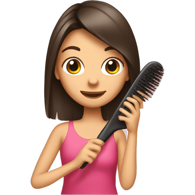 Brunette girl brushing hair  emoji