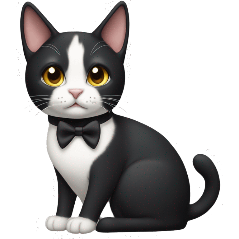 tuxedo cat with one ear tip missing emoji