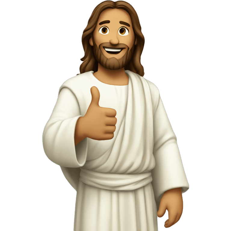 Create an image of Jesus giving a thumbs up emoji