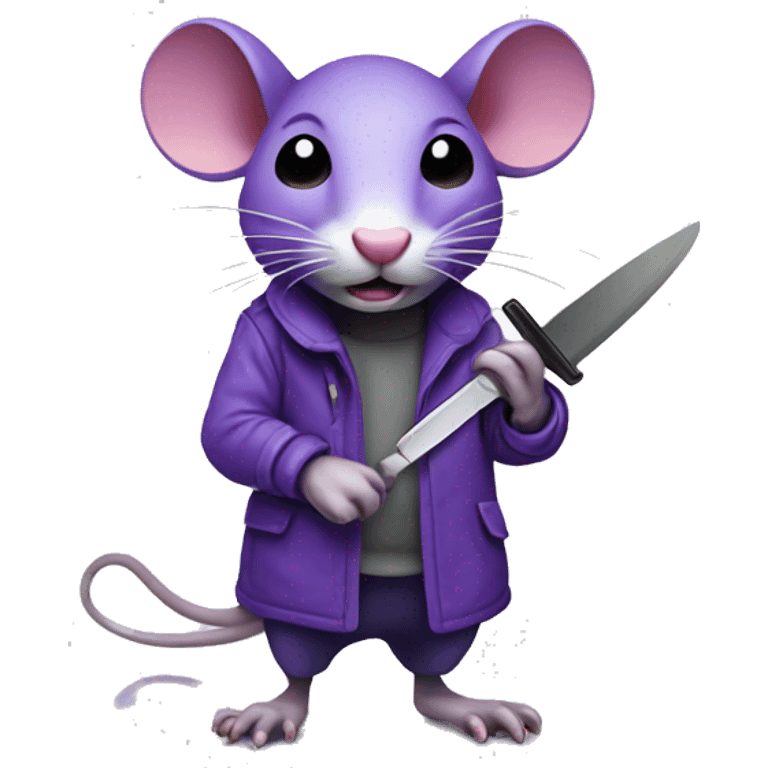 A purple rat with a knife emoji