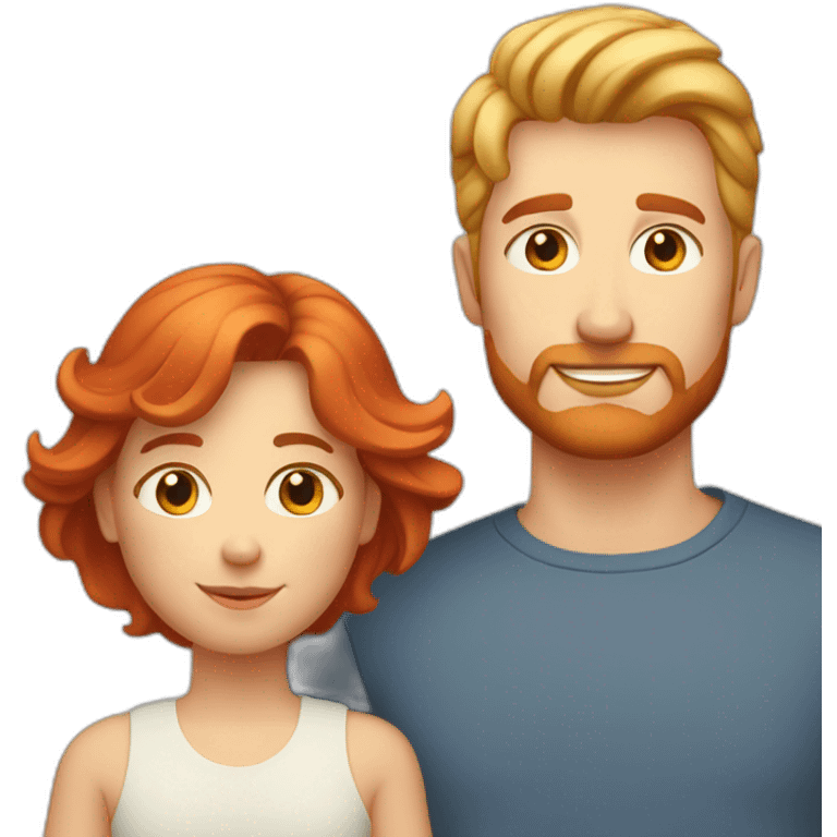 Mom red hair and dad blond and son blond with deer emoji