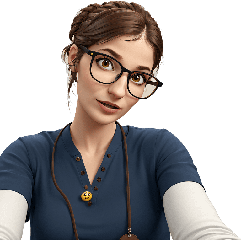 brown-haired girl with glasses emoji