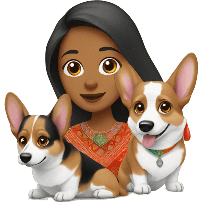 corgi tricolor with moroccan women emoji