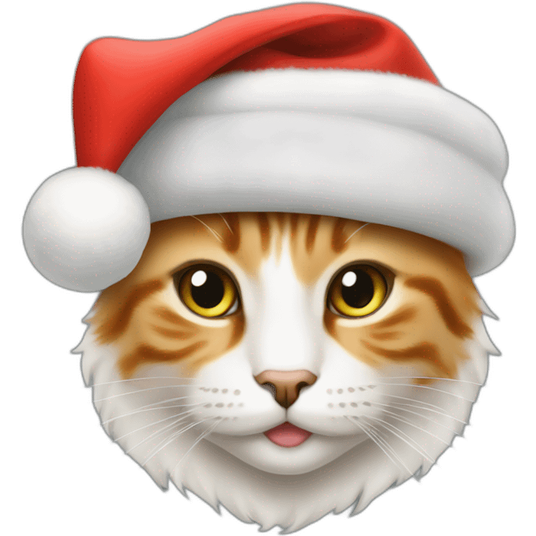 a beautiful cat in Santa's hat emoji