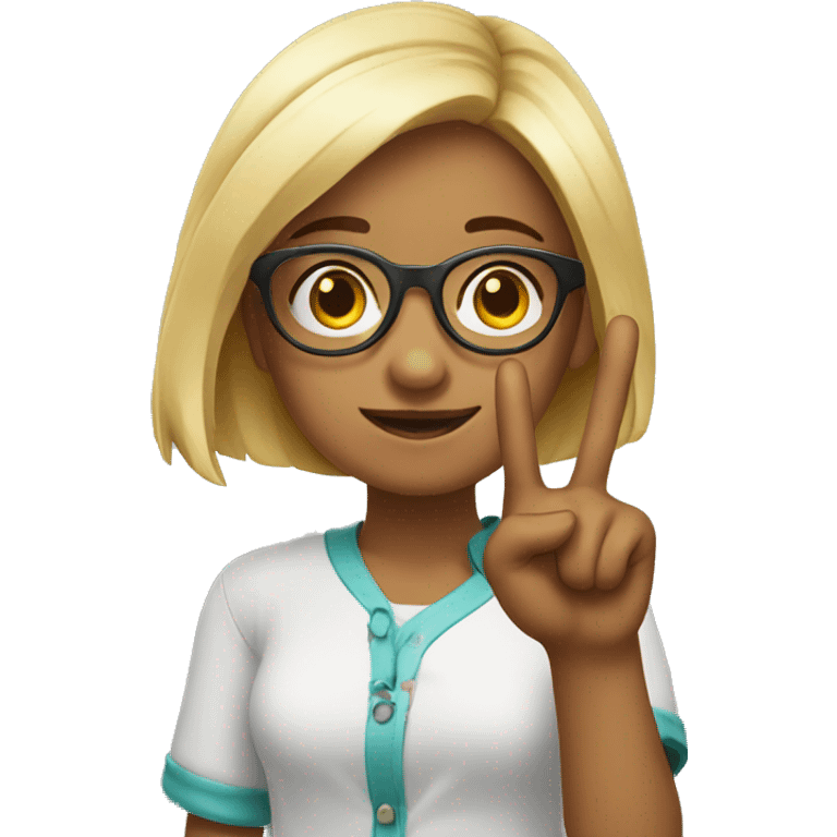 girl with glasses and finger up emoji