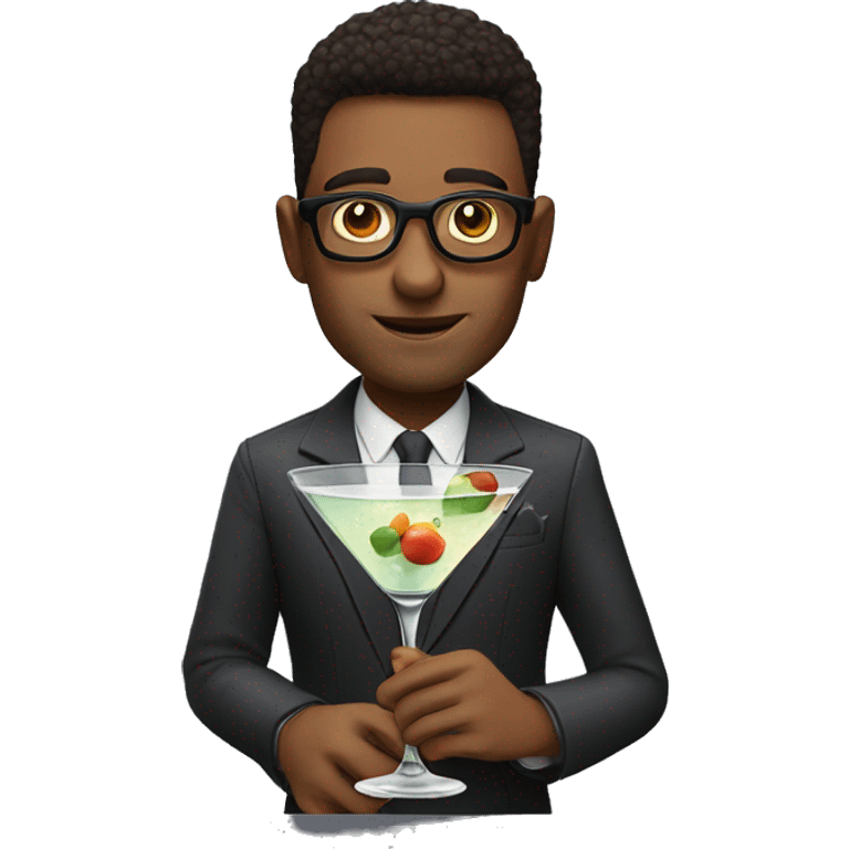 Gay guy holding a martini with big glasses and likes roaches emoji