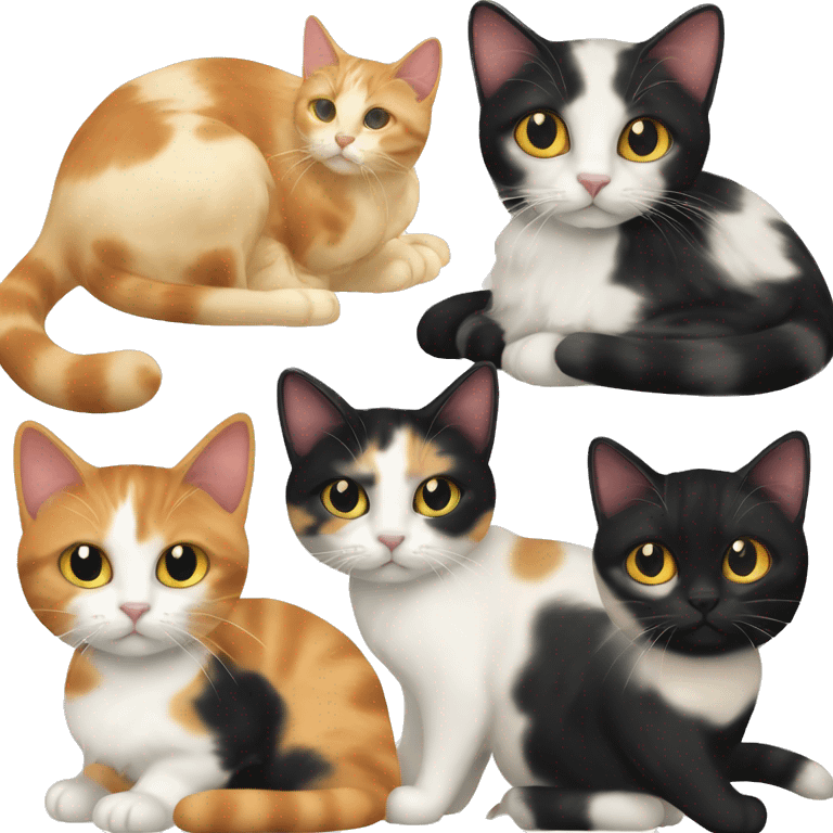 calico cream cat with mostly black calico cat with orange calico cat mixed emoji