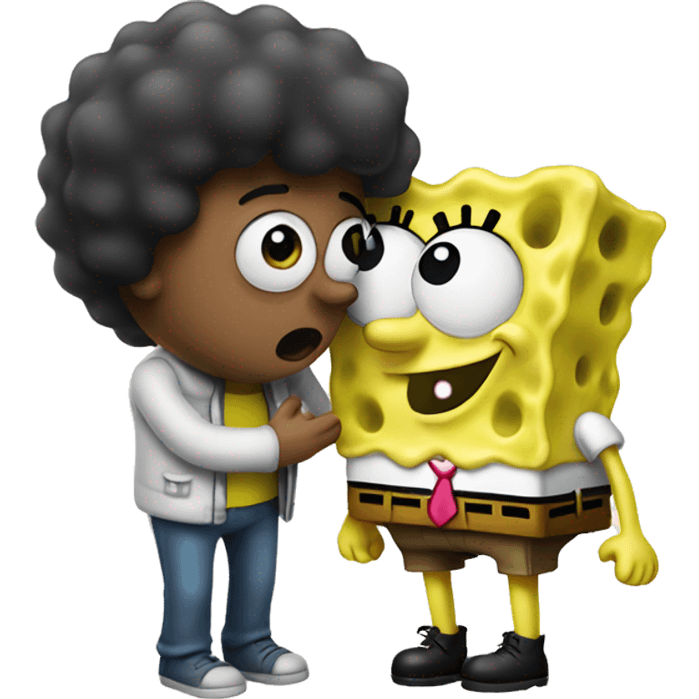 Spongebob receiving a kiss emoji