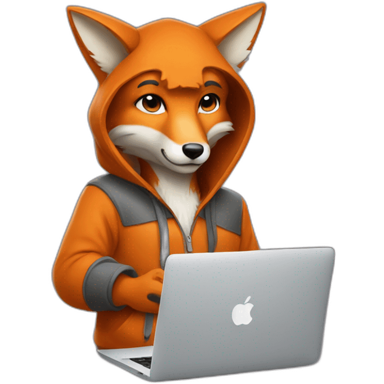 fox with hoodie and a macbook emoji