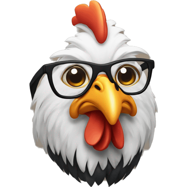 A rooster with Glasses and a beard emoji