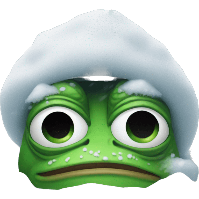 pepe the frog inside the snow emoji