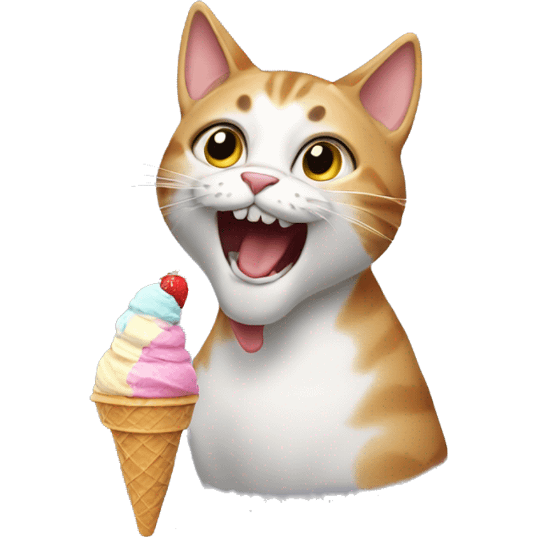 Cat eating ice cream emoji