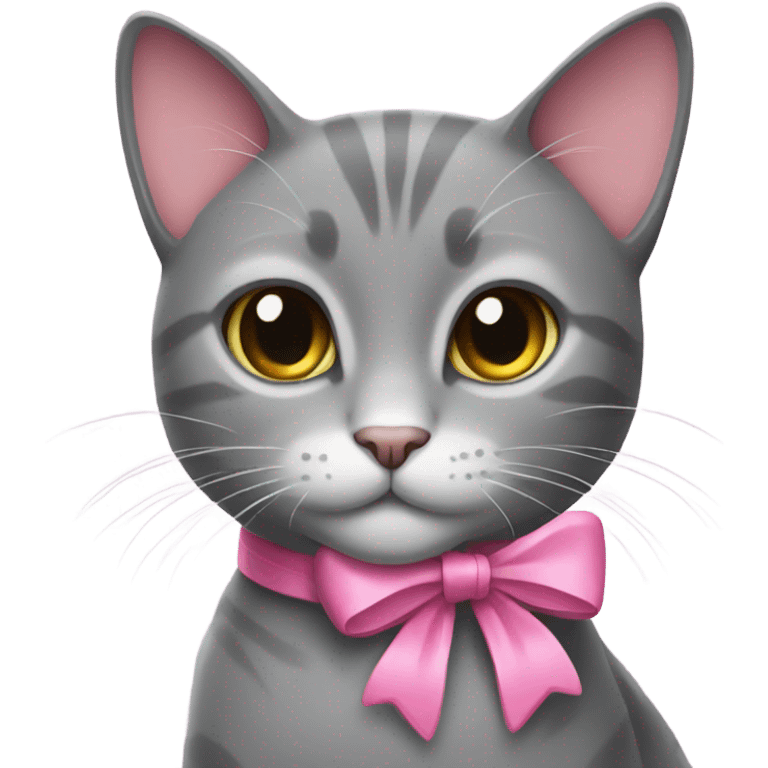 Grey cat with pink bow emoji