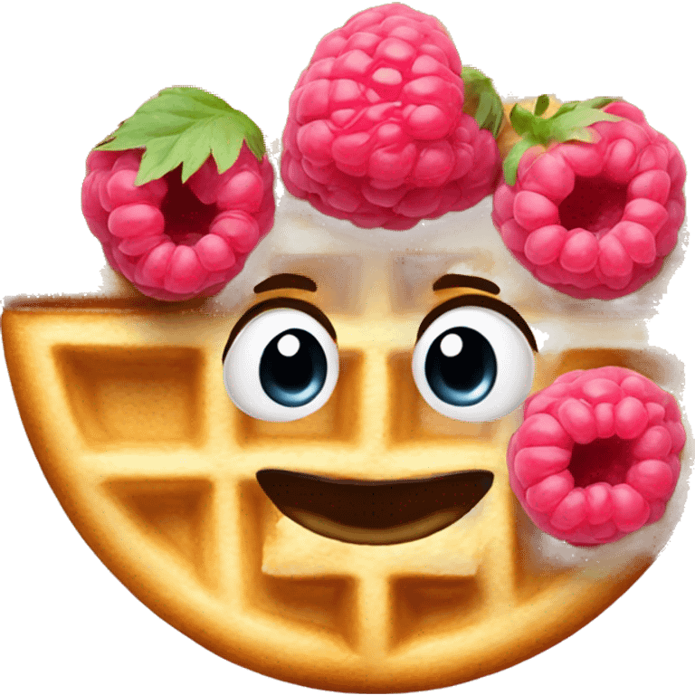 Waffle with pastel pink raspberry emoji