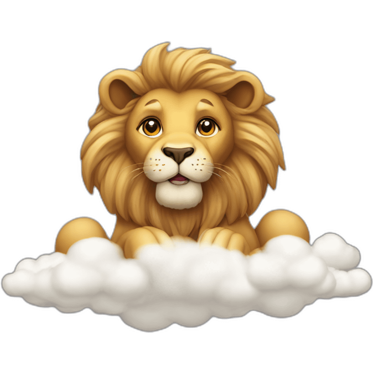 Lion avec un corps de chien sur un nuage emoji