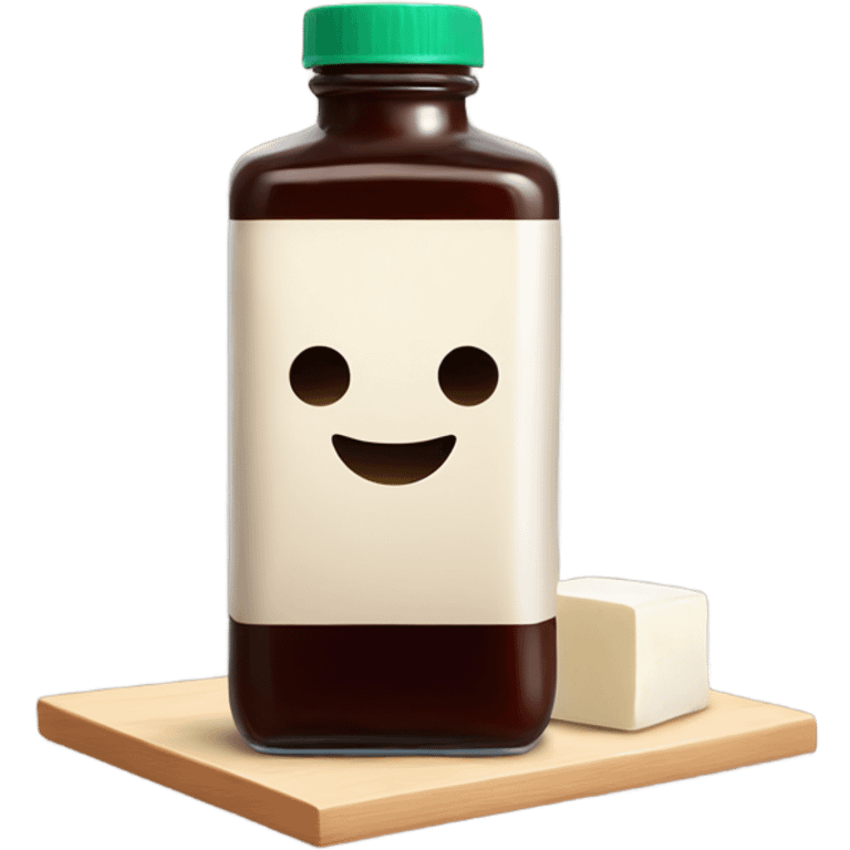 cute tofu block placed next to cute soy sauce bottle  emoji