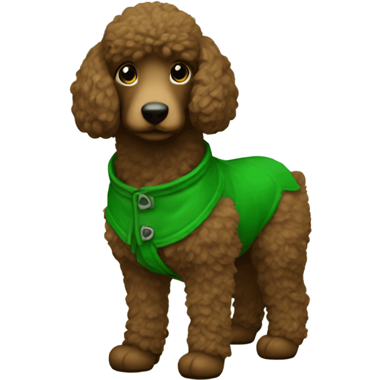 brown poddle mini with green boots  emoji