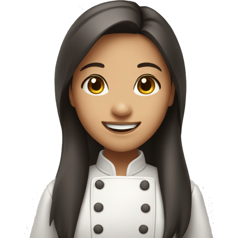 happy asian girl chef long hair brown skin dark hair emoji