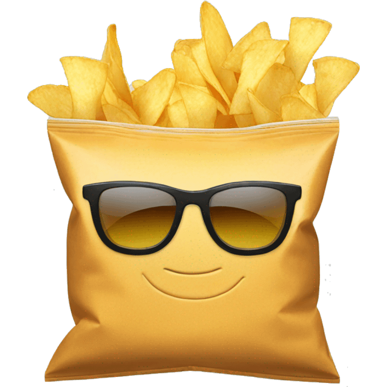 bag of chips with shades on emoji