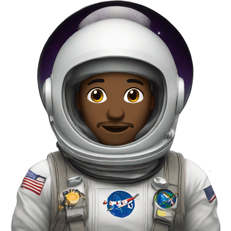 Picture of an African-American man wearing a space helmet emoji