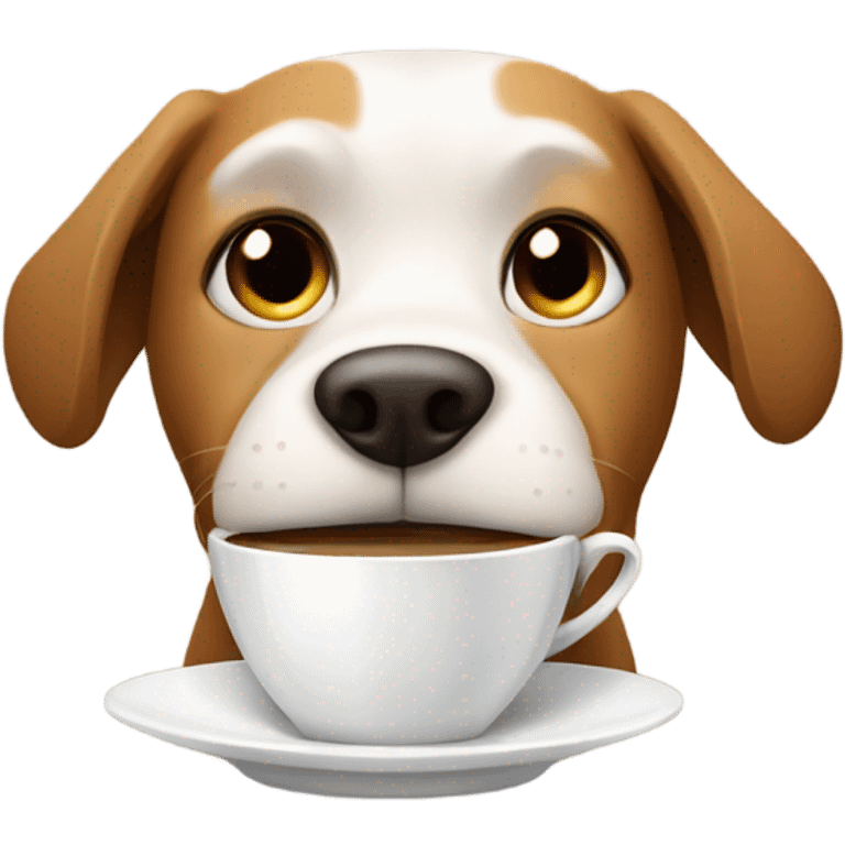 Dog drinking coffee emoji