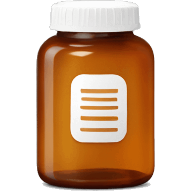 Singular Amber colored pill bottle with a plain white label emoji