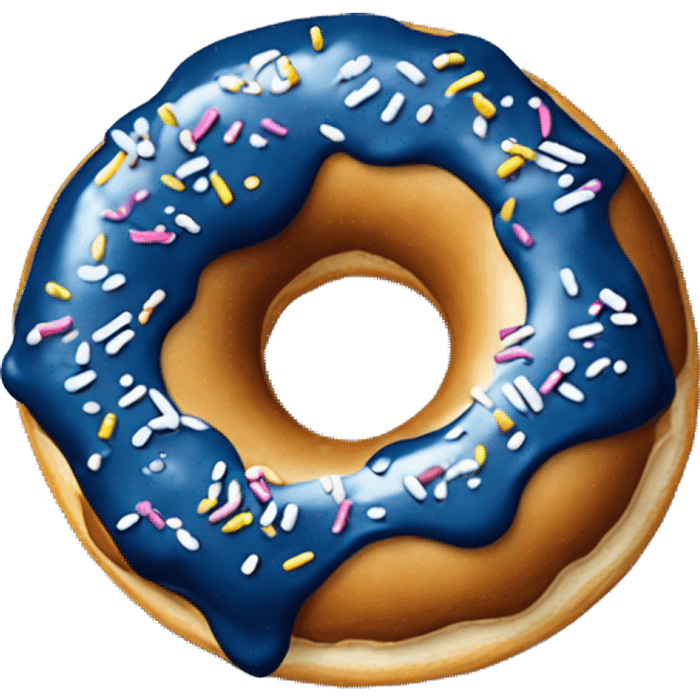 One Donut with navy blue icing and white sprinkles isolated emoji