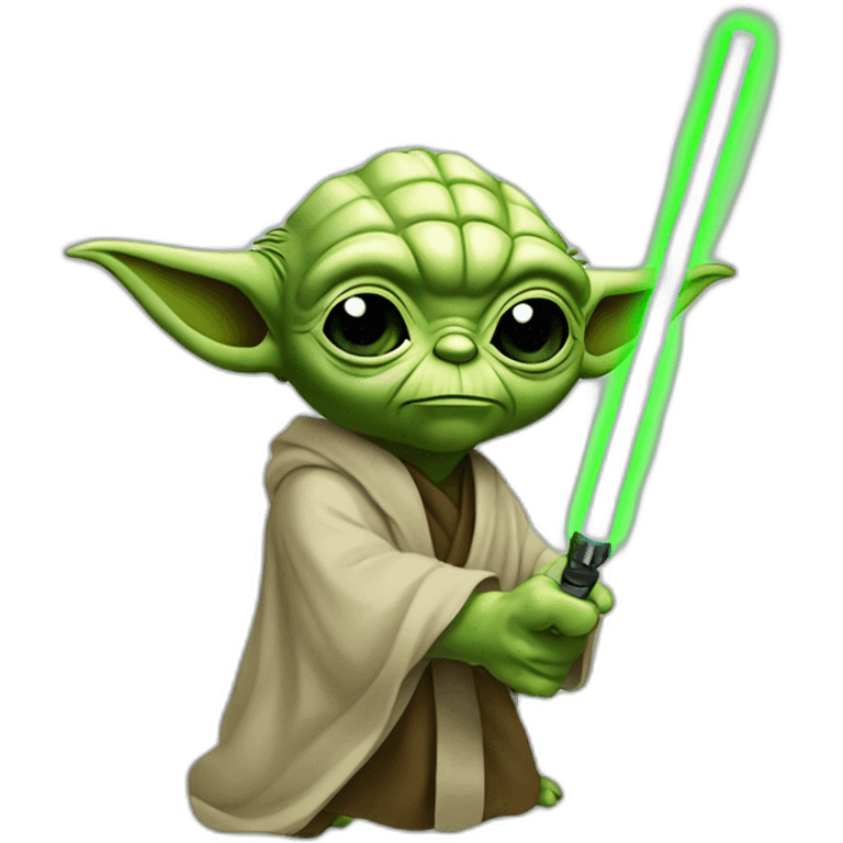 Yoda che spara una una spada laser emoji