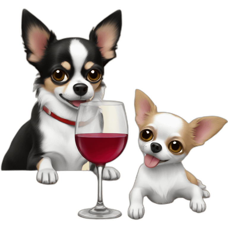 chihuahua drinks wine wit papillon emoji