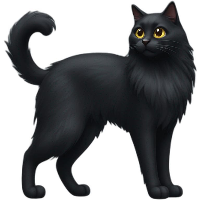 super long fur black cat emoji