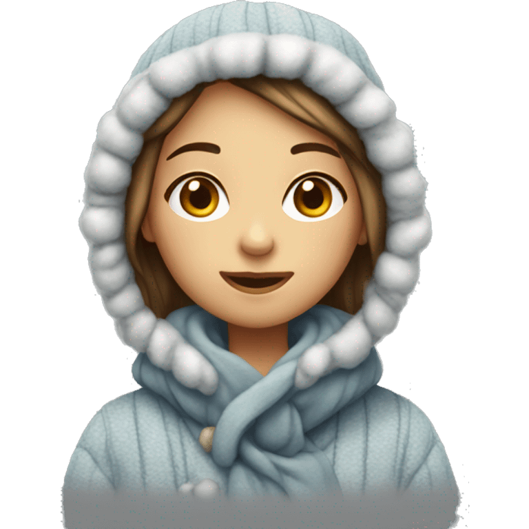 Girl in winter clothes cozy emoji