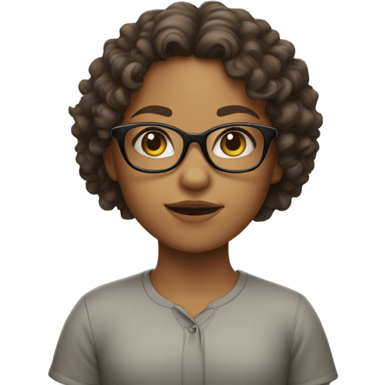 Curly hair young girl with glasses emoji