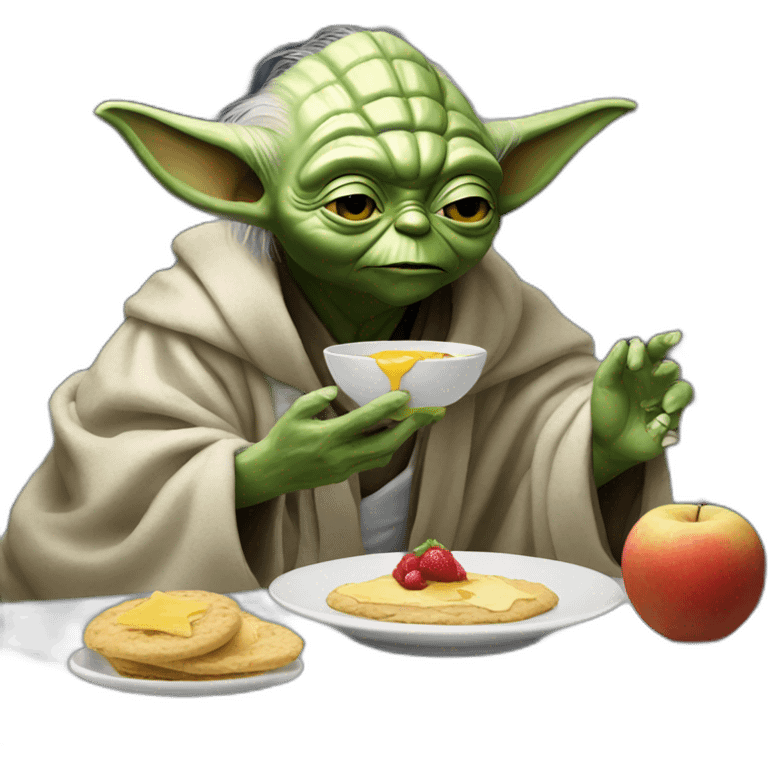 yoda eating trump for breakfast on the moon emoji