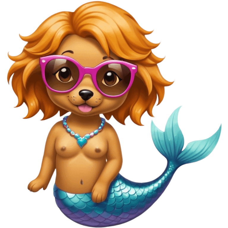 Dog mermaid with sunglasses emoji