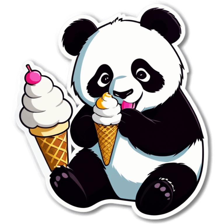 Panda eating ice cream emoji