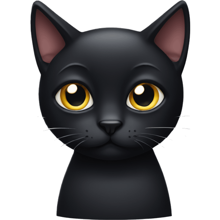 A black cat with rolled up eyes emoji