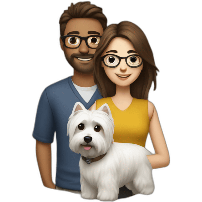 Brown hair man with glasses anda with westie dog girl emoji