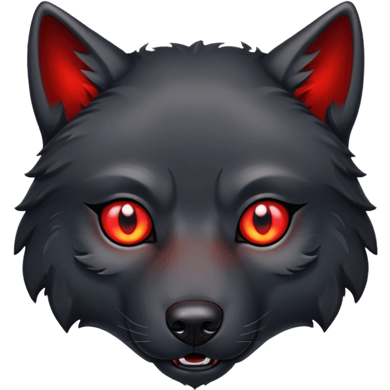 Evil black wolf with red eyes emoji