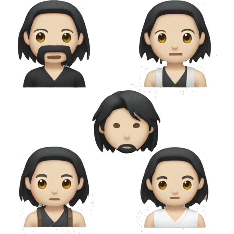 white skin color japanese man with black middle long hair, make it from shoulders and create only one emoji emoji