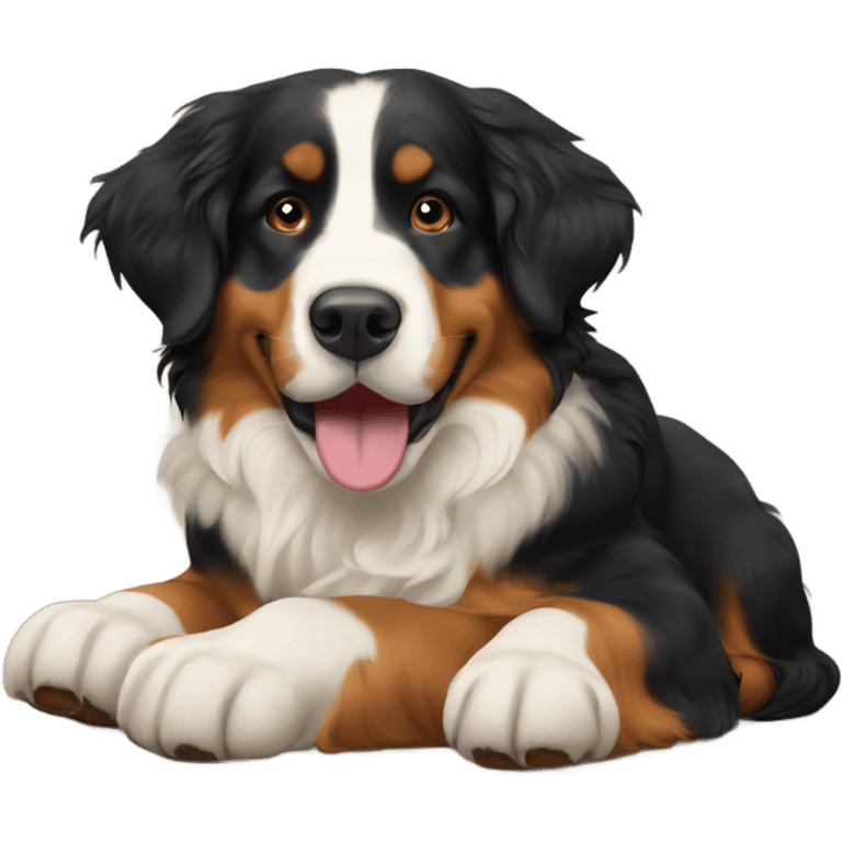 golden retriever and Bernese mountain dog playing together emoji