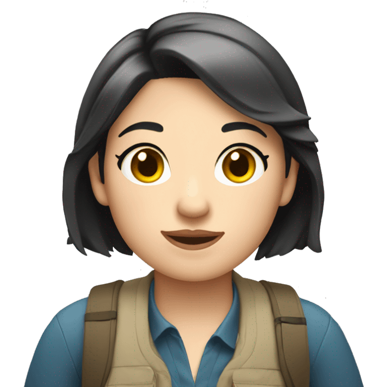 Girl tour guide with fair skin short black hair chubby face emoji