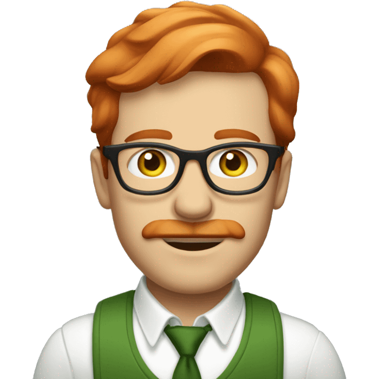 Short red hair white man with glasses green eyes moustace emoji