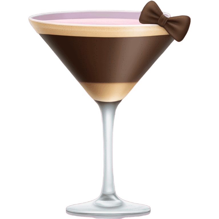 Espresso martini with light pink bow on the bottom of the stem emoji