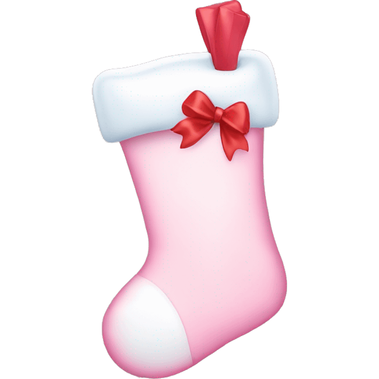  light pink Christmas stocking with bow emoji