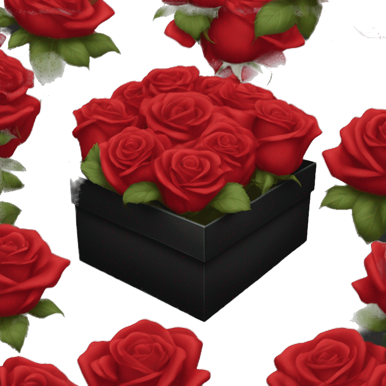 Many Red roses in a black box  emoji