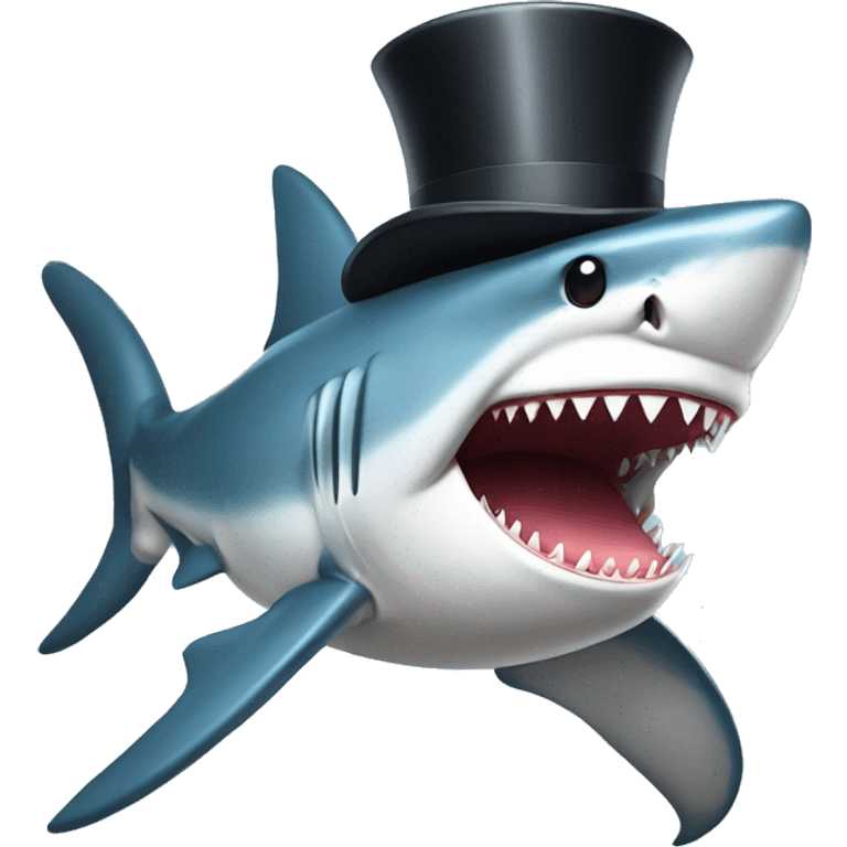 Shark with a top hat emoji